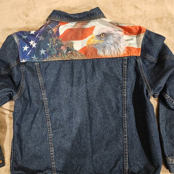 The Bradford Exchange Men's USMC Jean Jacket M Semper Eagle Flag Wearable Art - Picture 3 of 3